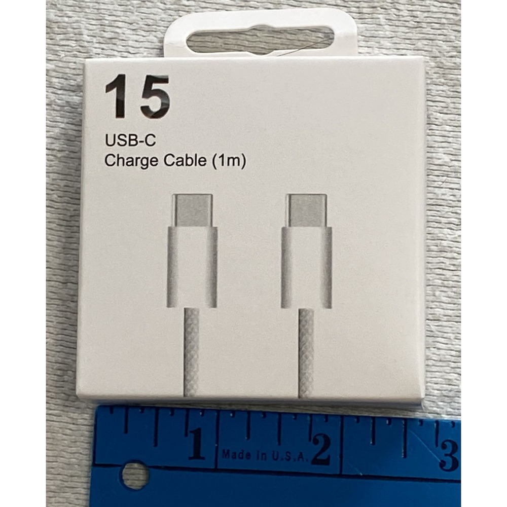 15 USB C Charge Cable 1m White Connector Cord for Phone Tablet Laptop - Picture 5 of 5